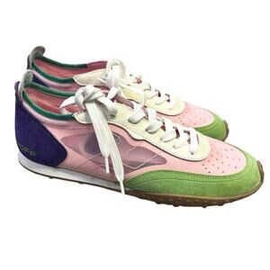 Hoff Pelican‎ Sneaker Leather/Mesh Women’s Sz 10 Pink/Green Comfort Memory Foam